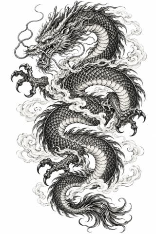 Original Japanese dragon tattoo concept