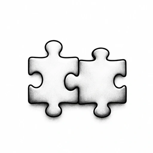 Two connected jigsaw puzzle pieces tattoo design in black and gray shading