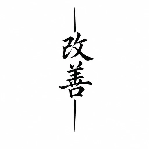 Vertical Japanese kanji tattoo design with top and bottom lines in black ink