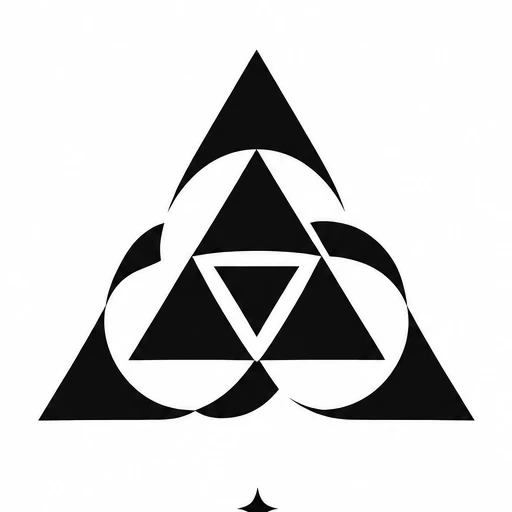 Black geometric tattoo design with nested triangles and circular negative space