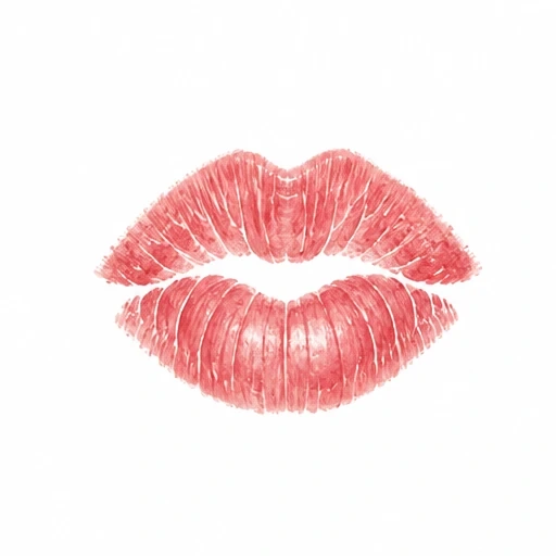 Pink lip print tattoo design with detailed texture and natural creases