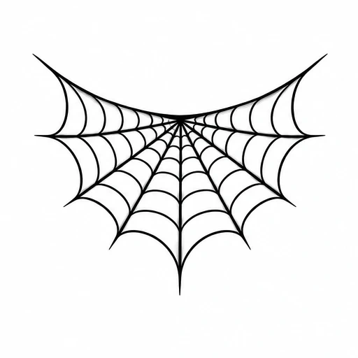 Black symmetrical spider web tattoo design with radial lines and curved cross strands