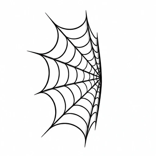 Black minimalist spider web tattoo design with radial and circular strands on white background
