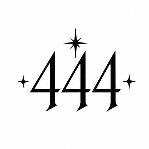 Black number 444 with three black star shapes on white background