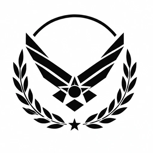 Black Air Force tattoo emblem with laurel wreath and star