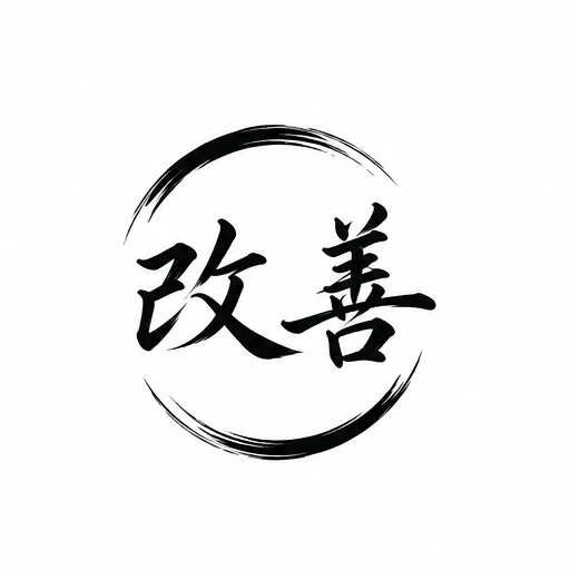 Black kanji characters inside an open enso brush circle on white background