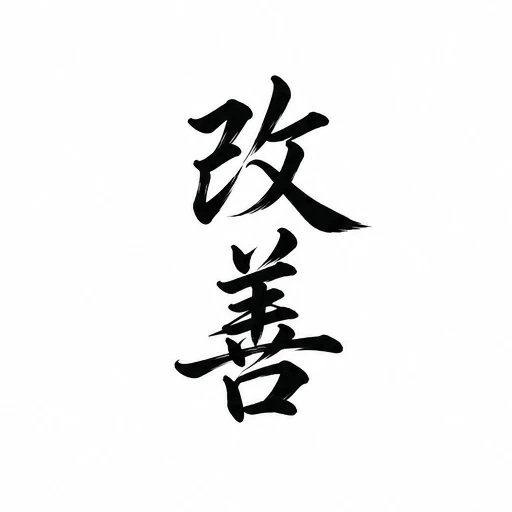 Black ink kaizen kanji characters in brushstroke calligraphy on white background.