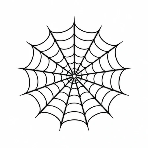 Black spider web tattoo featuring symmetrical radial and arched concentric lines