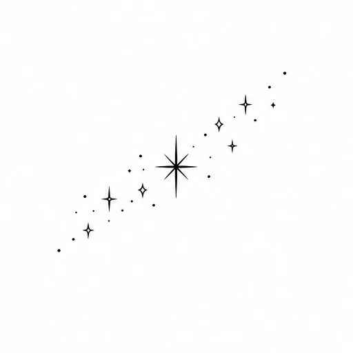 Simple line of black stars and dots resembling a small star constellation tattoo design.