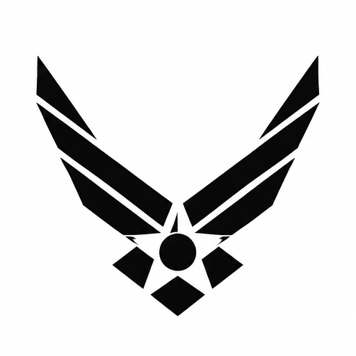 Black United States Air Force tattoo logo with star and spread wings