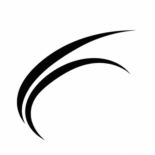 Black asymmetric double arc tattoo design on white background