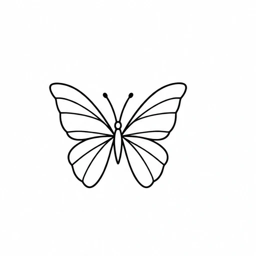 Simple black outline of a butterfly with segmented wings and two antennae.