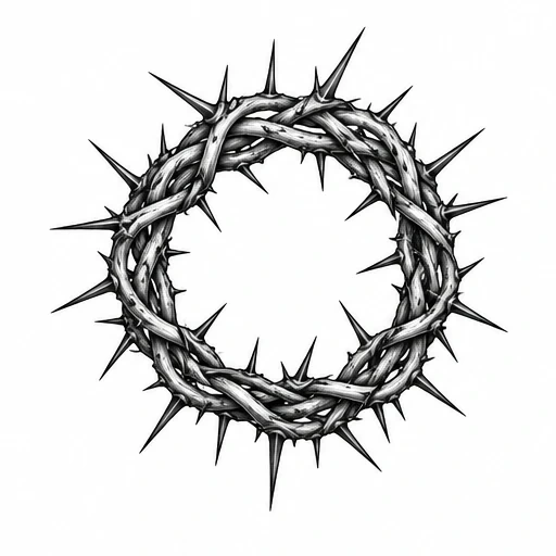Circular crown made of twisted dark thorny branches with sharp spikes