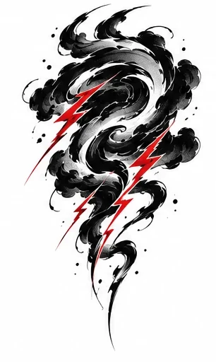 Black abstract storm tattoo artwork reference