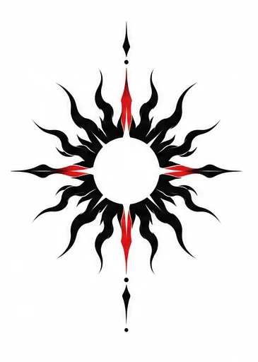 Black sun with pointed rays tattoo artwork reference