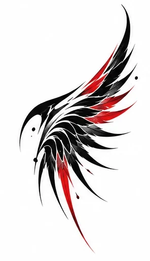 Bold abstract wing tattoo artwork reference