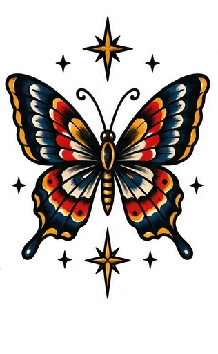 Butterfly and stars tattoo artwork reference
