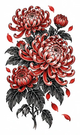 Chrysanthemum cluster tattoo artwork reference