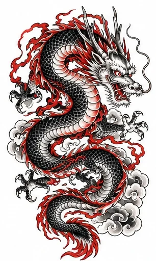 Coiling dragon tattoo artwork reference