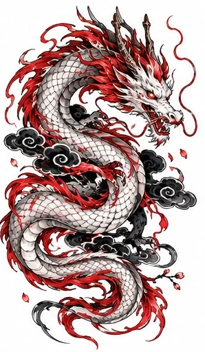 Coiling spirit dragon tattoo artwork reference