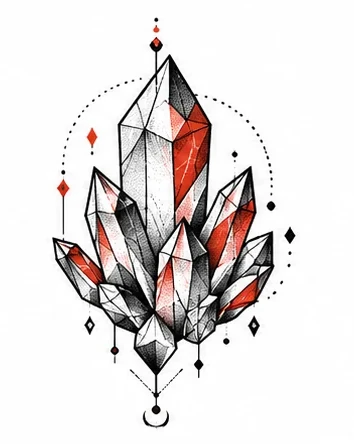 Crystal cluster tattoo artwork reference
