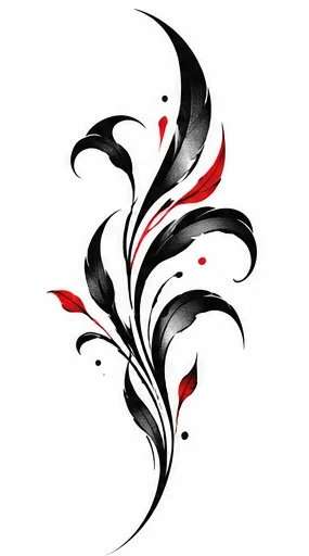 Curving blade-shaped botanical tattoo artwork reference