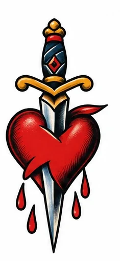 Dagger through a heart tattoo artwork reference