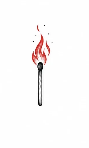Delicate match flame tattoo artwork reference