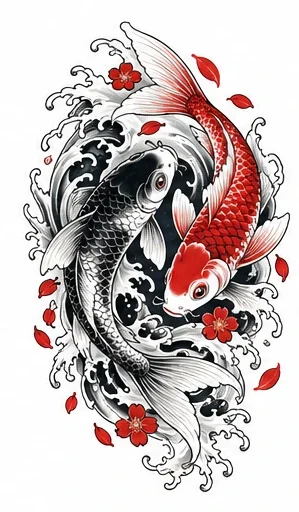 Flowing koi tattoo artwork reference