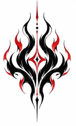 Flowing symmetrical flame crest tattoo artwork reference