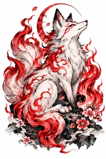 Fox familiar amid flames tattoo artwork reference