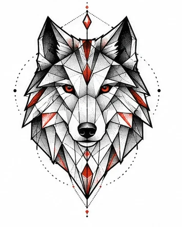 Geometric wolf tattoo artwork reference