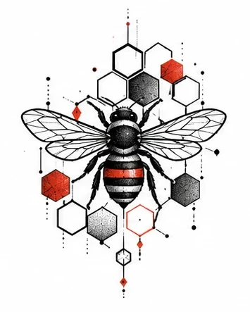 Honeycomb and bee tattoo artwork reference