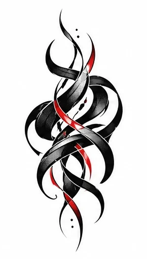 Interwoven organic black ribbons tattoo artwork reference
