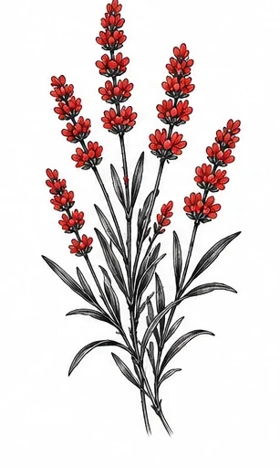 Lavender sprig tattoo artwork reference