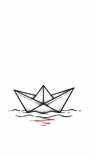 Minimal paper boat tattoo artwork reference