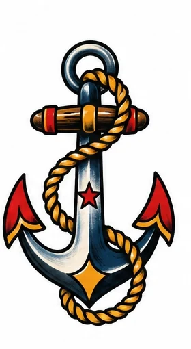 Nautical anchor and rope tattoo artwork reference