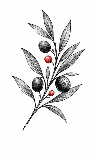 Olive sprig tattoo artwork reference