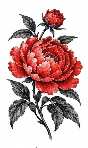 Peony stem tattoo artwork reference