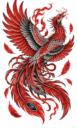Phoenix with feathers tattoo artwork reference