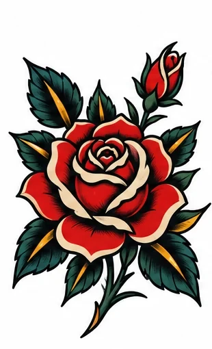 Rose with leaves tattoo artwork reference