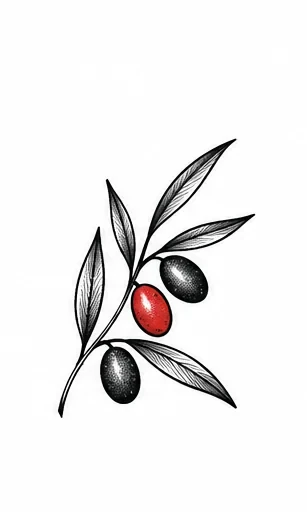 Single olive twig tattoo artwork reference