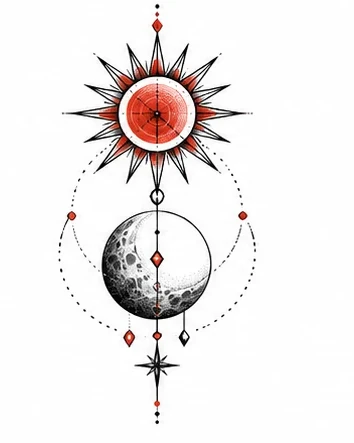Sun and moon alignment tattoo artwork reference