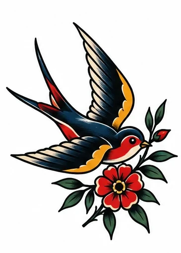 Swallow and blossom tattoo artwork reference