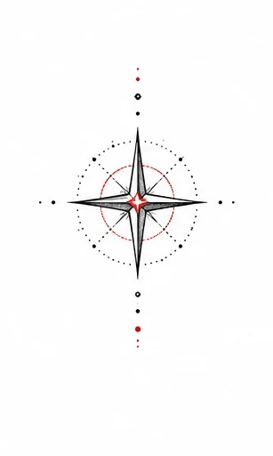 Tiny compass rose tattoo artwork reference