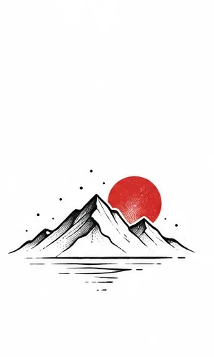 Tiny mountain and sun tattoo artwork reference