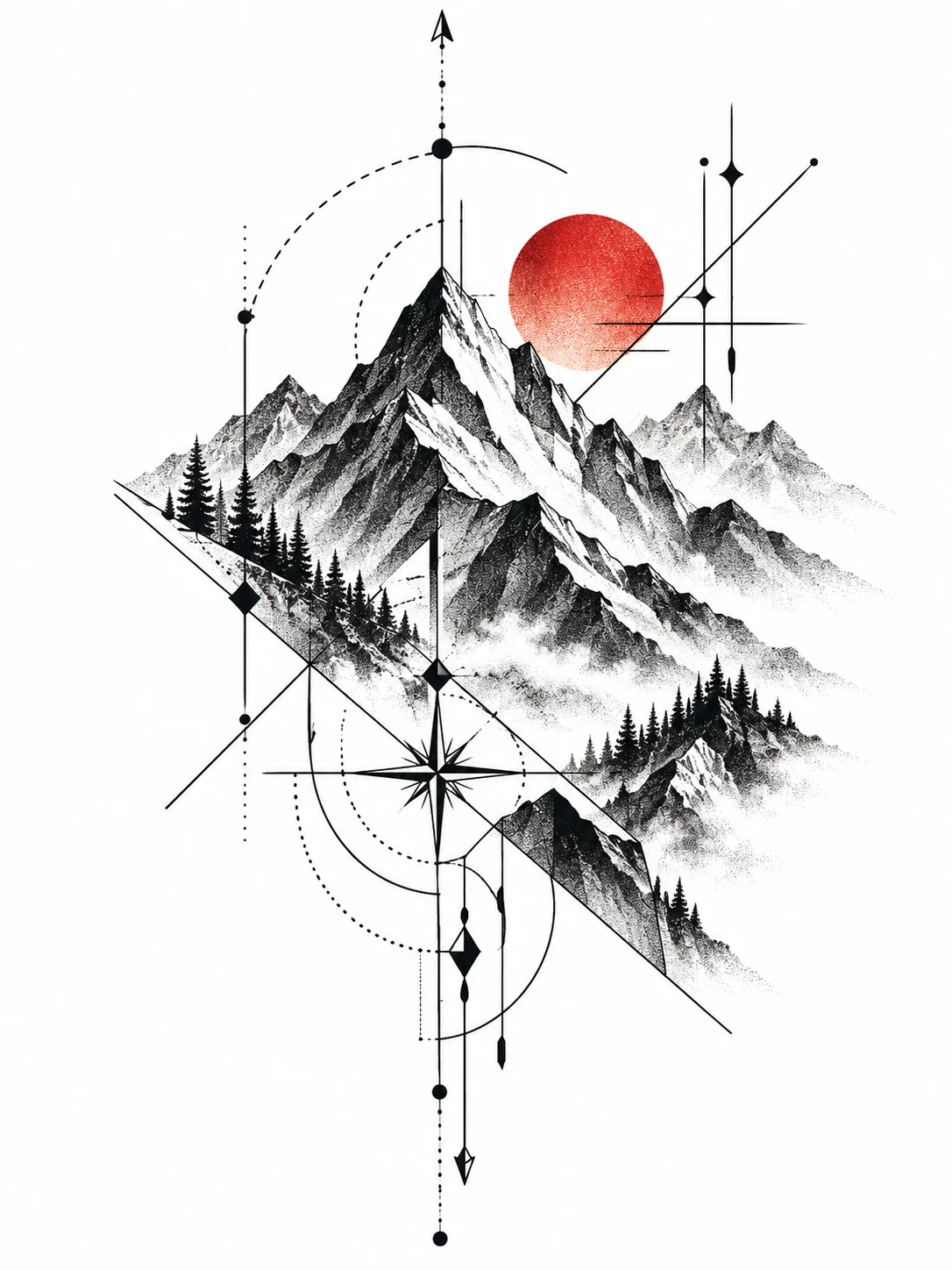 Find your own balance original tattoo design illustration