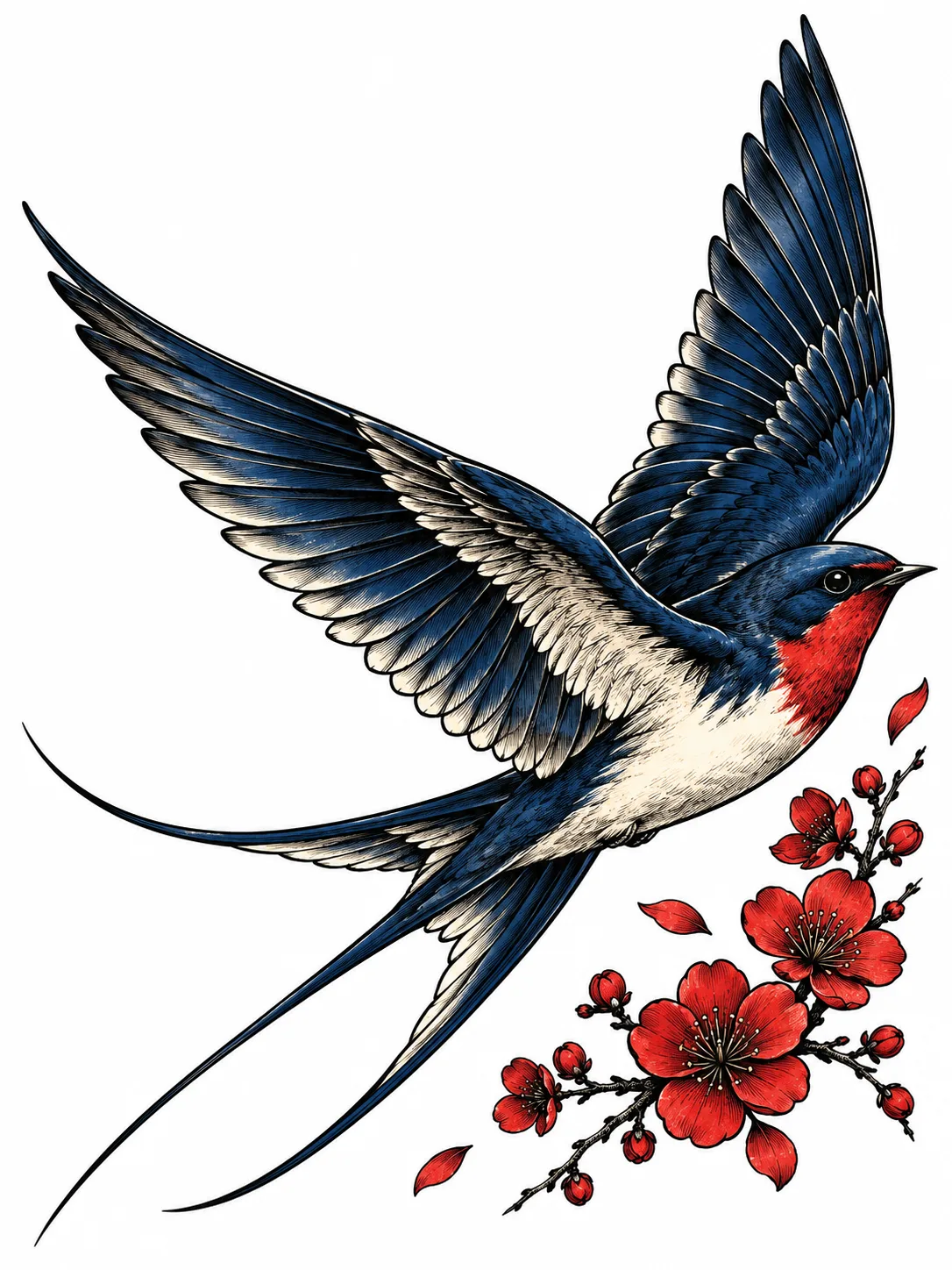 The swallow original tattoo design illustration