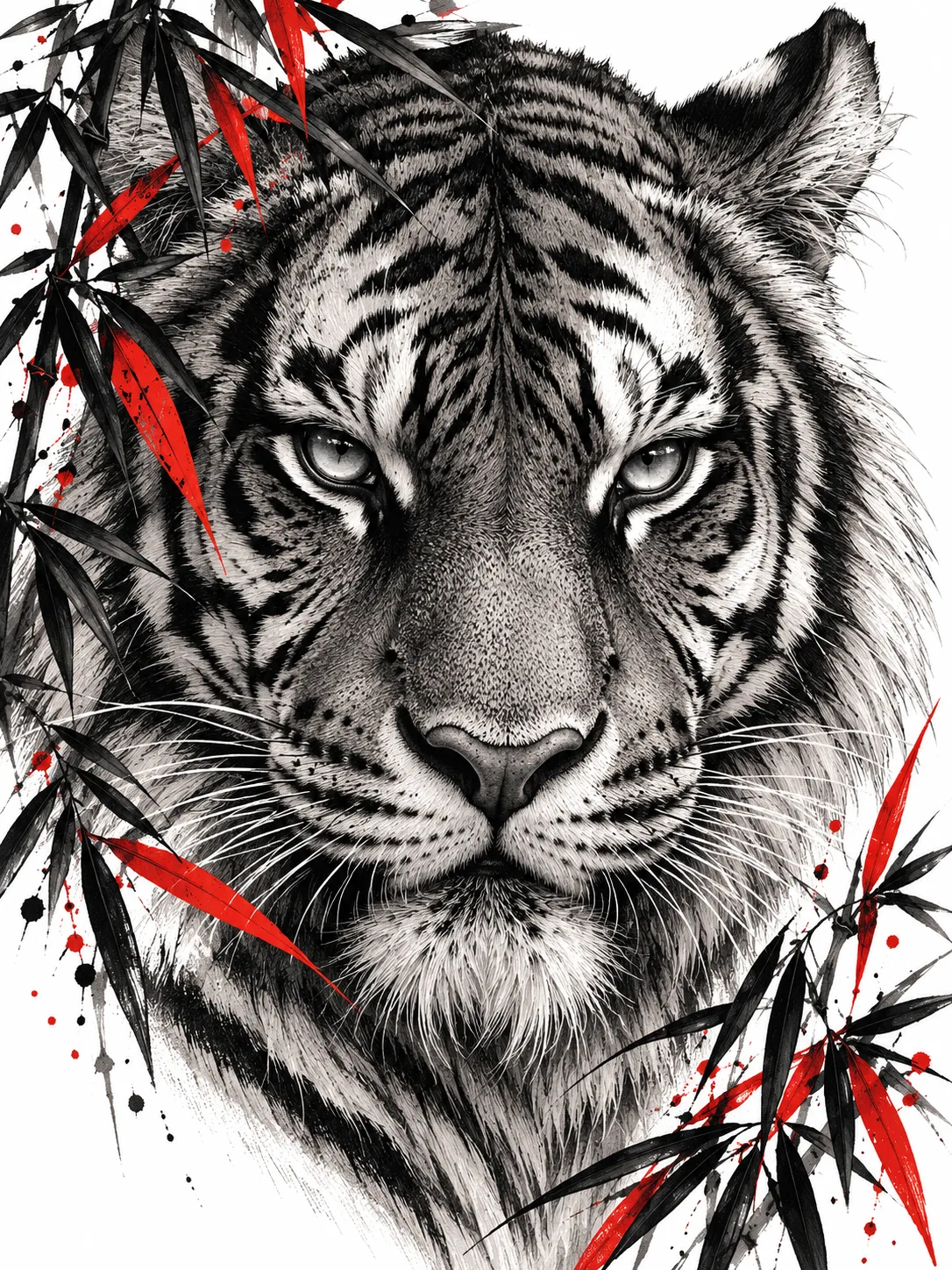 Tiger detail original tattoo design illustration