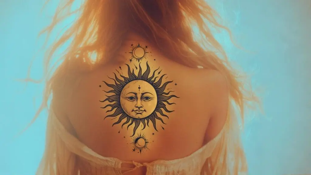 bohemian sun and moon tattoo